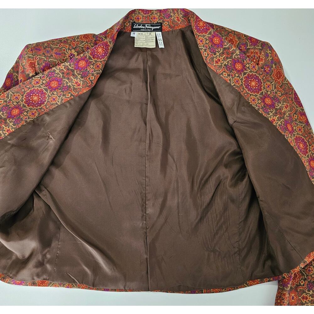 VTG 90's Salvatore Ferragamo Made in Italy Wool Cropped Open Jacket/Blazer 10 - Picture 7 of 8